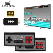 Data Frog 4K HD gra wideo konsola wbudowana w 568 klasyczne gry Mini Retro konsola do gier kontroler bezprzewodowy wyjście HD podwójne odtwarzacze