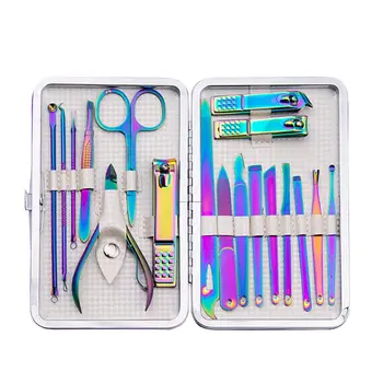 

18Pcs/set Manicure Pedicure Nail Tools Stainless Steel Nail Clipper Cutter Trimmer Scissor Tweezers Knife Ear Pick Grooming Kit