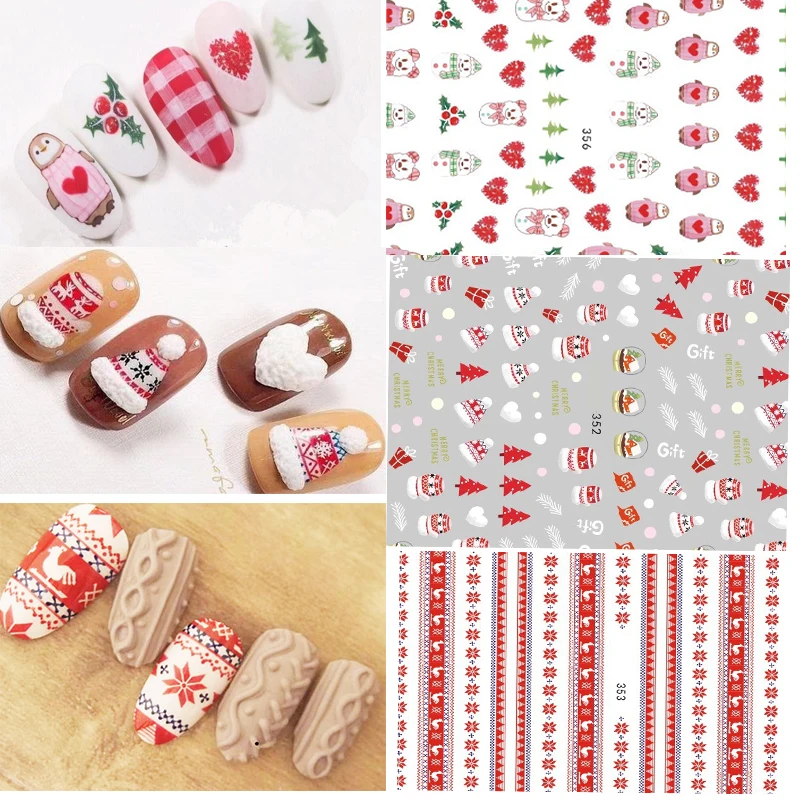 

New 1Sheet 3D Nail Art Sticker Snow Flakes Xmas Wraps Snowman Nails Stickers for Nails Sticker Decorations Manicure Z0216