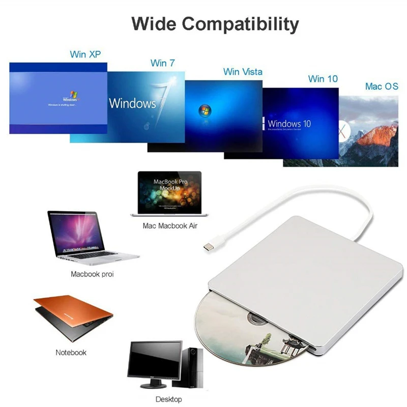 Тип C USB 3,0 внешний CD DVD привод портативный CD/DVD RW привод горелки оптический привод диск дубликатор для ноутбука Настольный MacBook
