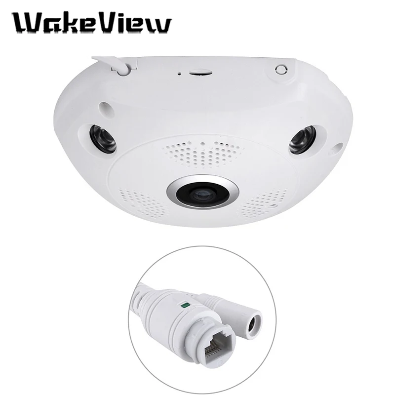 WakeView Full view WiFi 360 Degree Two way audio Panoramic 4.0MP Day/Night WiFi Smart IP Camera support 128g TF Card APP control