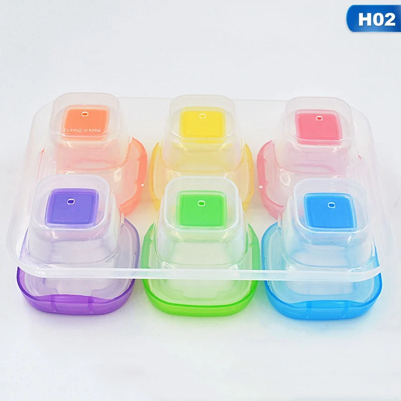 H02 6PCS 4, 6 штук в партии, Портативный Детские Еда контейнер для хранения Дети специально разработанного молочного контейнер Еда дополнение Lunch Snack посуда набор - Цвет: H02 6PCS
