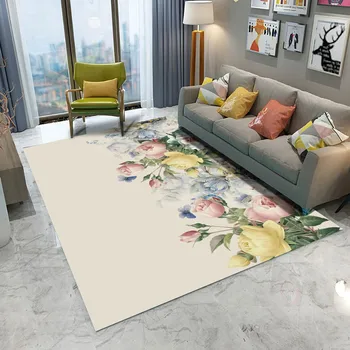 

Colorful Flower Pattern Carpet Room Floor Printed Carpet For Home Flannel Area Bedroom Living Room & 2020 Rug Printed Alfombra