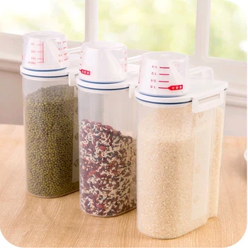 

Plastic Cereal Dispenser Storage Box Kitchen Food Grain Rice Container Moisture-Proof Rice Grains Storage Barrels