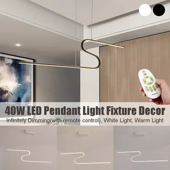 

220V Aluminum LED Pendant Light Remote Control Pendant Lamp Hallway Bedroom Dimmable Fixture Decoration Indoor Lighting 100cm