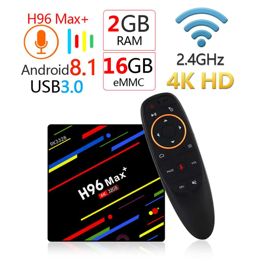 2GB 16GB H96 MAX Plus Смарт ТВ приставка Android 9,0 ТВ приставка 4 Гб ОЗУ 32 ГБ/64 Гб ПЗУ Rockchip RK3328 4 к H.265 USB3.0 2,4 ГГц WiFi IP ТВ приставка - Цвет: 2GB 16GB