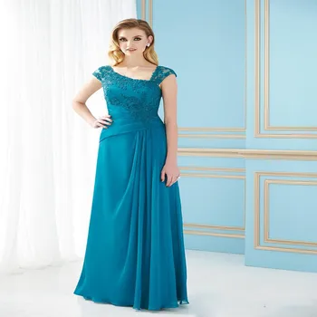 

Long Elegant Groom Lace 2021 Fashion Chiffon Godmother Formal Navy Blue Plus Size For Wedding Party Mother of the Bride Dresses