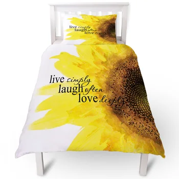 

Live Simple Laugh Often Love Sunflower Duvet Cover Pillow Case Quilt Cover Set Bedclothes Single Bedding Sets For Bed