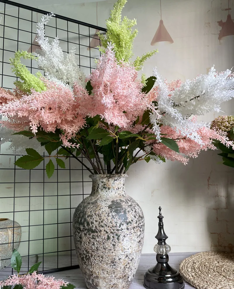12 Beautiful Chinese Astilbe Flower Branch With Leaves For