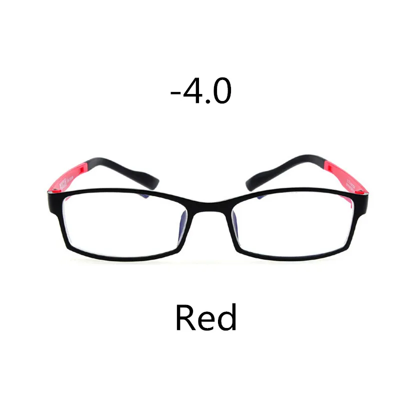 Red -4.0 Elbru ультра-светильник, анти-синий светильник, маленькая оправа, очки для близорукости, женские и мужские классические готовые очки для близоруких диоптрий-1,0~ 4,0 - Цвет оправы: Red -4.0