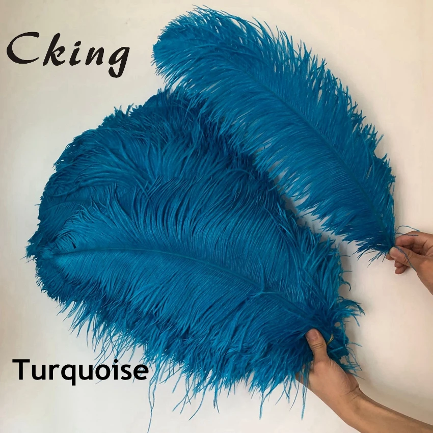 

Thick rod big pole 30 Pcs natural turquoise blue Ostrich Feathers For Crafts 40-75CM Carnival Party Wedding Decorations plumes