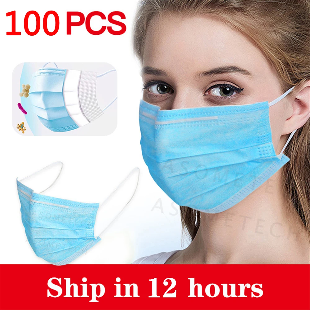 

50 Pcs 3 Layer Disposable Mask Non-woven Mascarillas Dust Face Mask Thickened Disposable Mouth Mask Dust Filter Safety mascaras