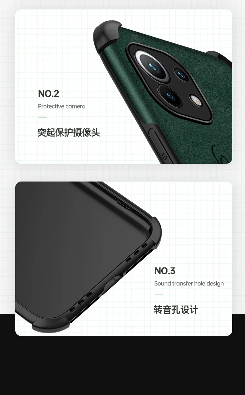 For Xiaomi Mi 11 Case Soft Silicone+Leather PU Deer shockproof  Skin Back Cover Case for xiaomi mi 11 mi11 xiaomi 11 phone shell