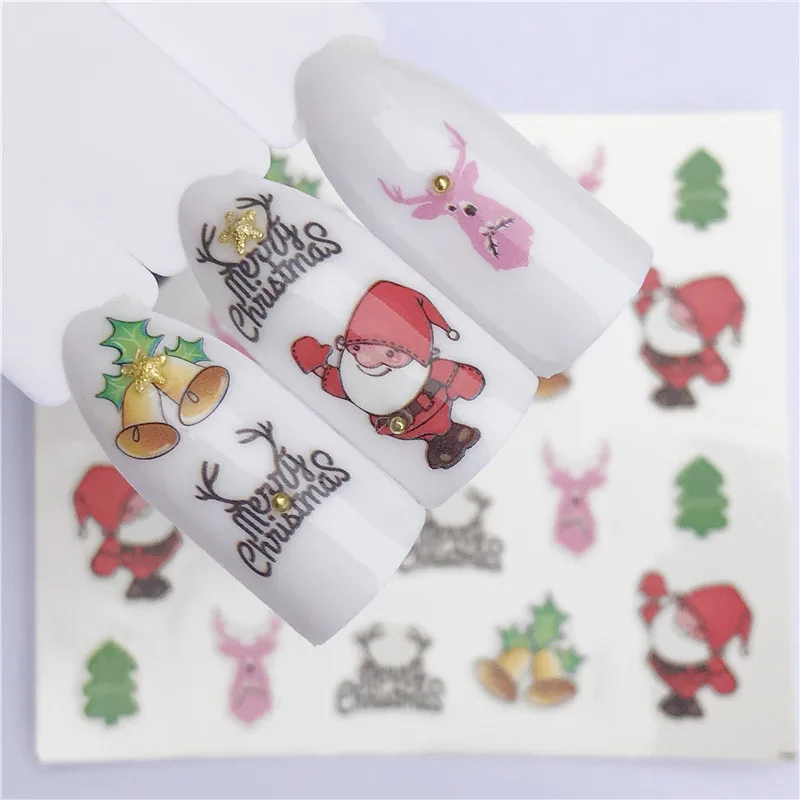 

1 Sheet Snowflake Deer Bells Christmas Nail Art Water Transfer Sticker Decal Slider Manicure Wrap Tool Tip Xmas Nail Decor Foil