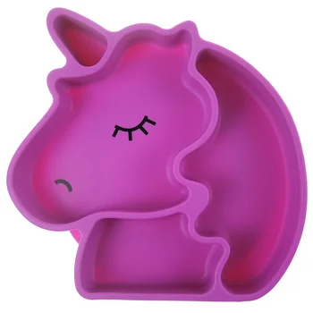 

Baby Unicorn Shaped Dish Feeding Plate For Baby Toddlers Silicone Non Slip Divided Tableware Plate Feeding Container Placemat