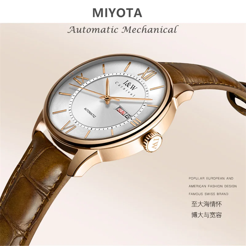 MIYOTA automatic watch men sapphire Luxury brand Carnival Mechanical Men Watches waterproof relogio masculino relojes hombre2019