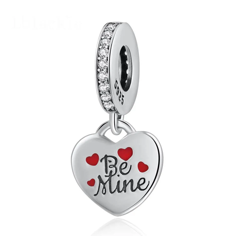 Подлинный свисающий Шарм S925 Be Mine бордовый и черный эмалированный женский браслет
