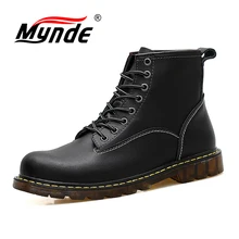Новинка; сезон осень-зима; модные мужские ботинки; кожаные ботинки высокого качества; мужские водонепроницаемые ботильоны; теплые плюшевые зимние ботинки; рабочие ботинки