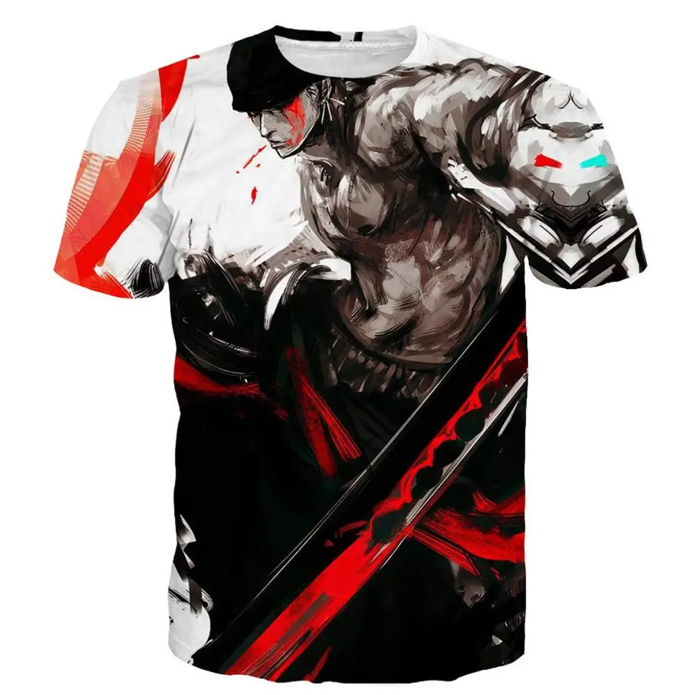 

2019 Summer T Shirt Men One Piece Zoro Cartoon TShirt short sleeve Casual Hip Hop T-shirt streetwear Anime 3D print tee shirt