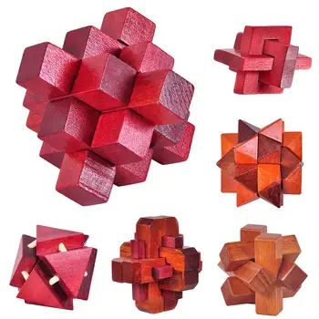 

Wooden Chinese Puzzles Kongming Luban Lock Adults Brain Teaser Educational Toy 3D Intellectual Creative Unlock improve IQEQ Toy