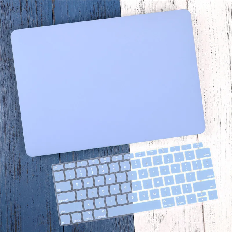 Matte Solid blue Кристальный жесткий чехол для Macbook Air 13 retina Pro 13 15 16 A2141 A2159 жесткий чехол с бесплатной клавиатурой A1466 A1990 A1932 - Цвет: Matte Solid blue
