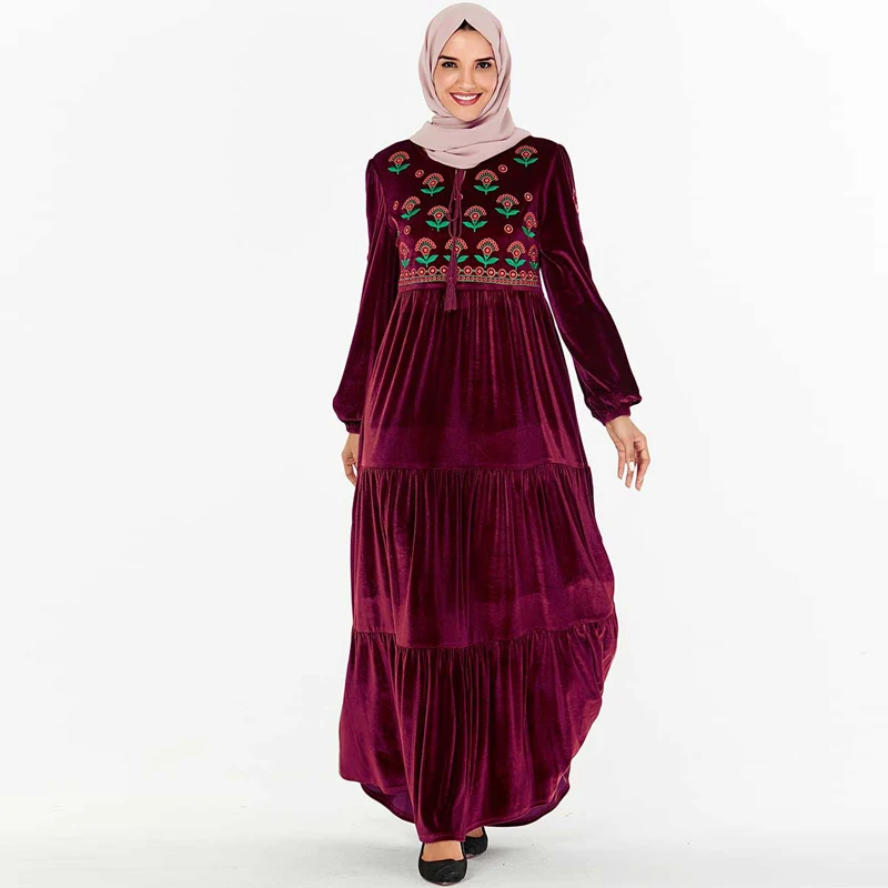 Vestidos Дубай бархат абайя, кафтан, Марокко Арабский исламский мусульманское платье Турция Кафтан турецкий хиджаб платья Одеяние мусульмане Arabe