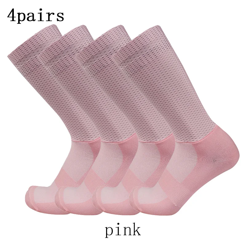 4pairs/set New Aero Cycling Socks Pro Team Racing Bicycle Socks Silicone Non-slip Summer Breathable Calcetines Ciclismo cycling socks