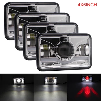 

4 pcs 4X6'' LED Headlamp DRL Truck SUV 4X6 Inch LED Headlights Sealed Beam Replace H4651 Work Headlamp