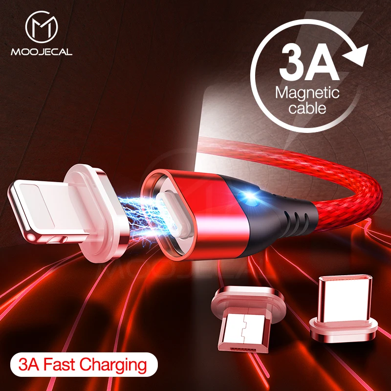 Магнитный кабель 3A Usb type c Быстрая зарядка для iPhone X S MAX XR 8 7 зарядное устройство