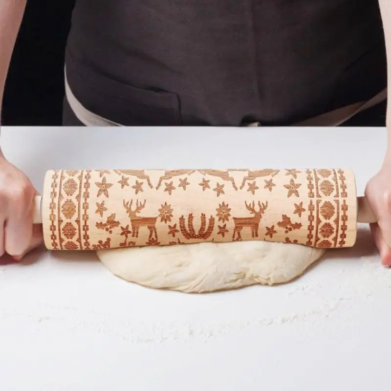 Рождественская Скалка с рисунком лося для выпечки печенья бисквита