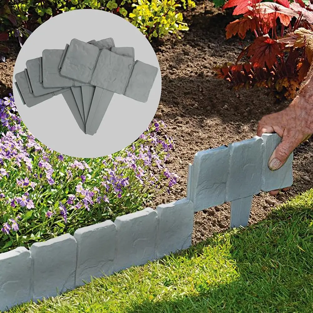 vidaXL 41x Lawn Border Stone Look Garden Outdoor Fence Edge Barriers Hardware✓ 