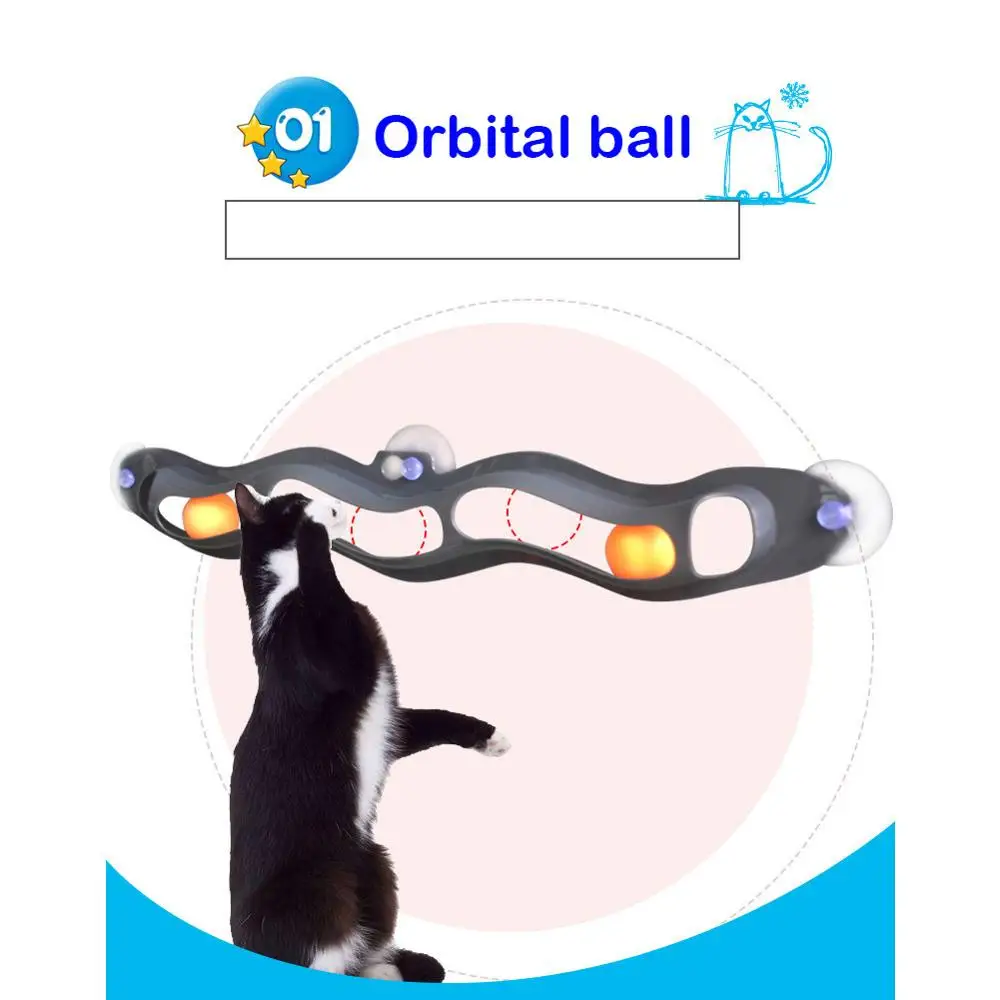 as shown Домашние животные, игрушки для кошек, Интерактивная дорожка, мяч, игрушка для кошки, практичная присоска для окна, трек-мяч, аксессуары для домашних животных, мяч - Цвет: as shown