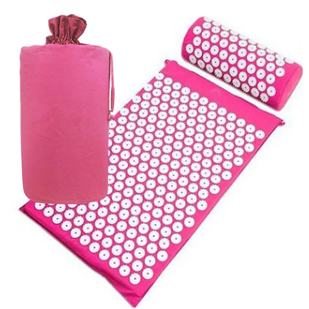 Pink Set 3 Коврик для иглоукалывания, массажер, подушка для снятия боли в спине, шип, коврик для иглоукалывания, коврик для йоги, массажный и релаксационный набор - Цвет: Pink Set 3