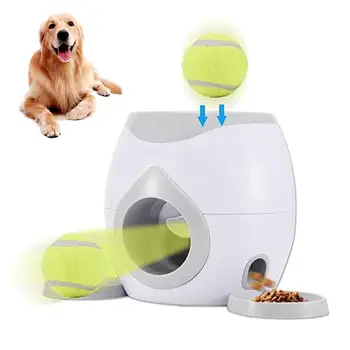 

2 in1 Pet Dog Ball Fetch Food Feeder Reward Machine Interactive Training Toy home decoration accessories