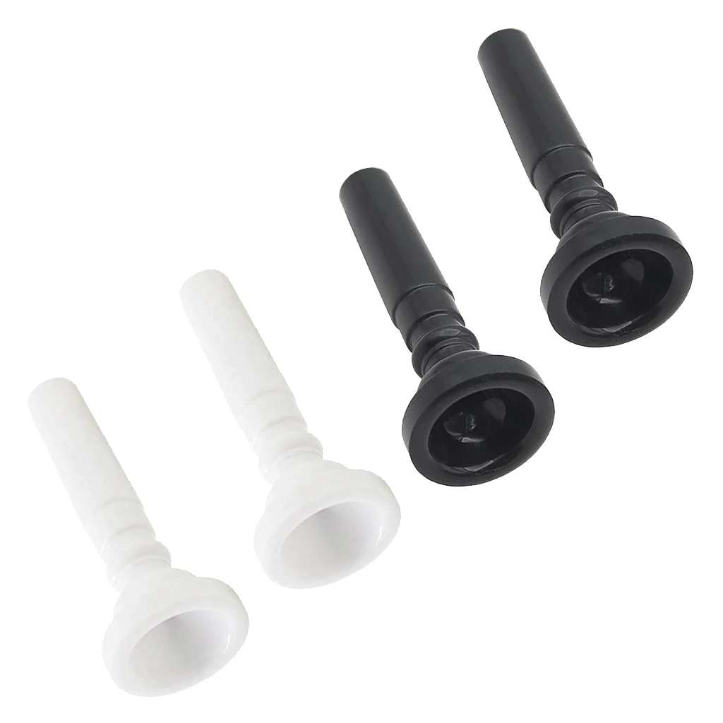 4x Black / White Plastic Mouthpiece For Trumpets Brass Instruments