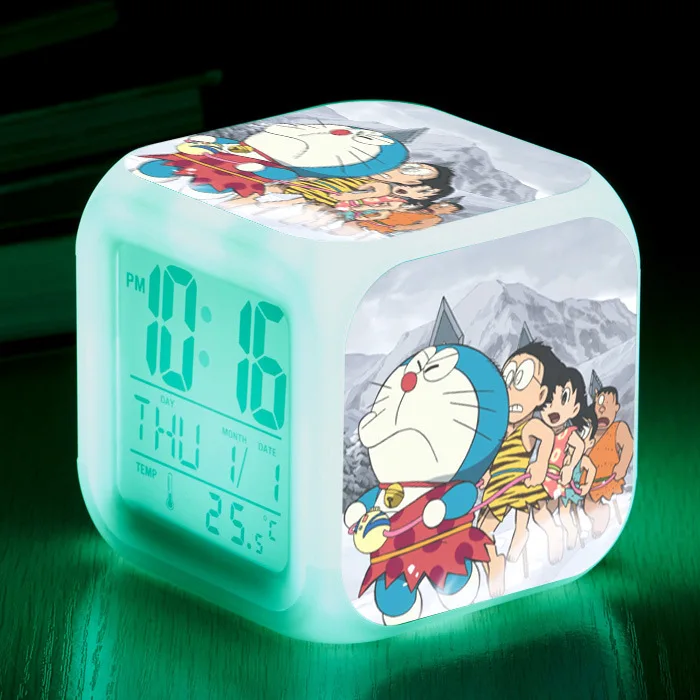 Doraemon мультфильм игрушки прикроватный детский будильник светодиодный Изменение цвета цифровые часы Настольный будильник свет светящийся электронный Reveil - Цвет: see chart