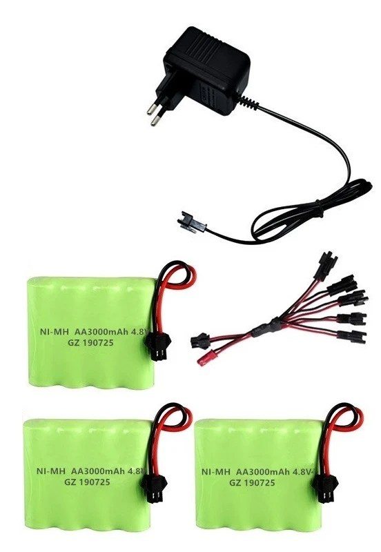 4,8 v 3000mAh аккумулятор и зарядное устройство для радиоуправляемых автомобилей Роботы танки пистолетные лодки 4,8 v NiMH Аккумулятор Aa 2400mah 4,8 v перезаряжаемый аккумулятор - Цвет: розовато-Серый