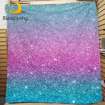 

BlessLiving Colorful Glitter Bed Quilt Blue Pink Bedding Twin Pastel Colors Shining Summer Comforter Trendy Coverlets colchas