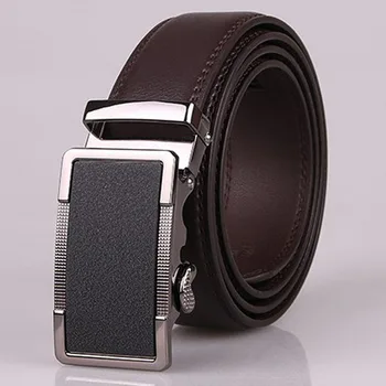 

130 140 150 160 170 180 190 200cm Plus Size Belt for Men with Metal Automatic Buckle Real Genuine Leather Cow Belts Brown Black