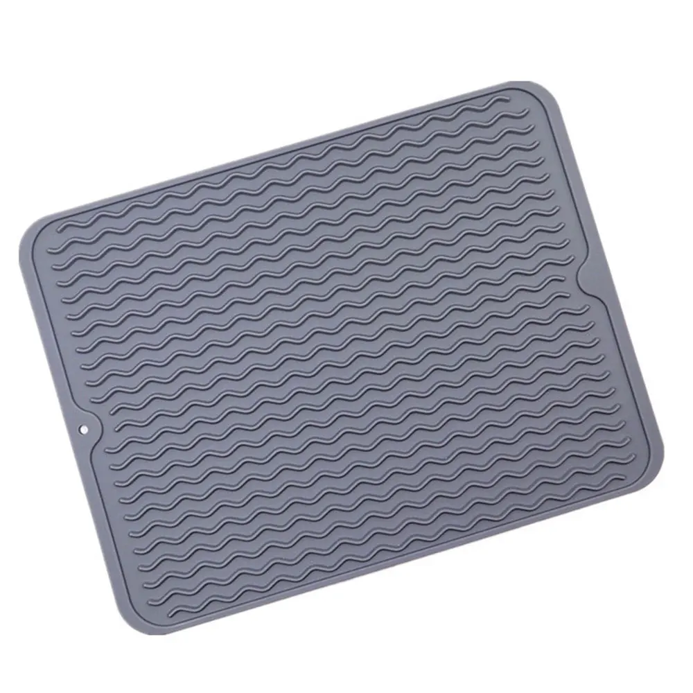 Dark gray Силиконовые коврики для сушки посуды, термостойкие поддоны для чашек, Нескользящие подстаканники, кухонные принадлежности - Цвет: Dark gray