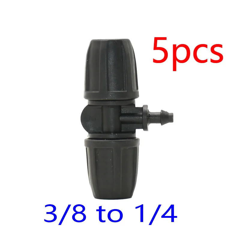 3/8" to 1/4" Hose Connector tee water splitter Elbow end plug repair 8/11 to 1/8" 4/7mm Barbed Reducing Cross connector 5pcs