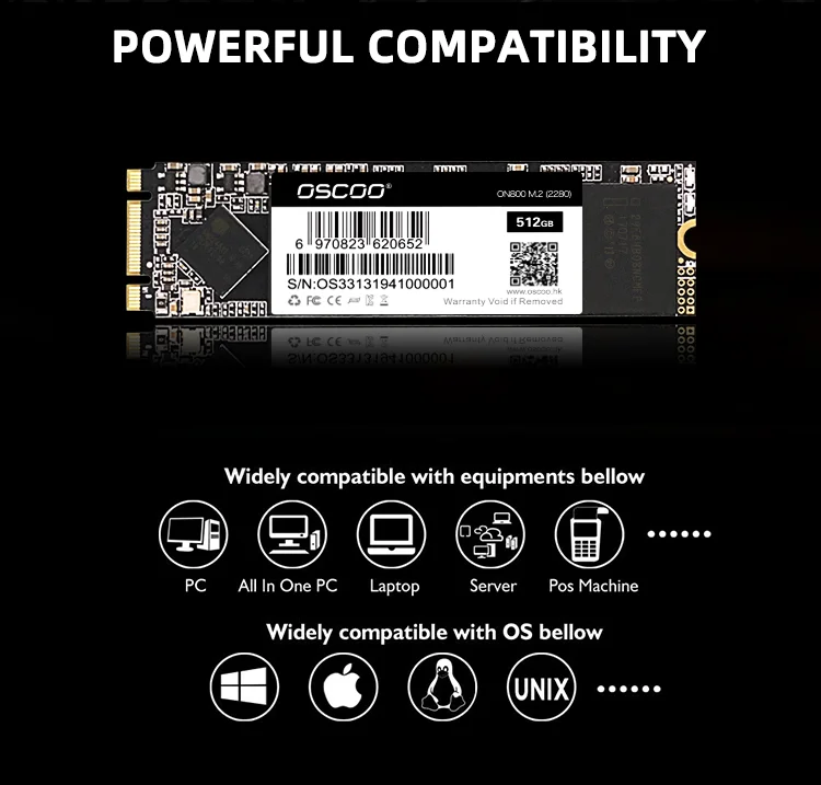 OSCOO SATA SSD M.2 2280mm NGFF Harddisk Original 2D MLC Hard Drives 16GB 32GB 64GB 128GB 256GB 512GB 1TB For Notebooks Laptops