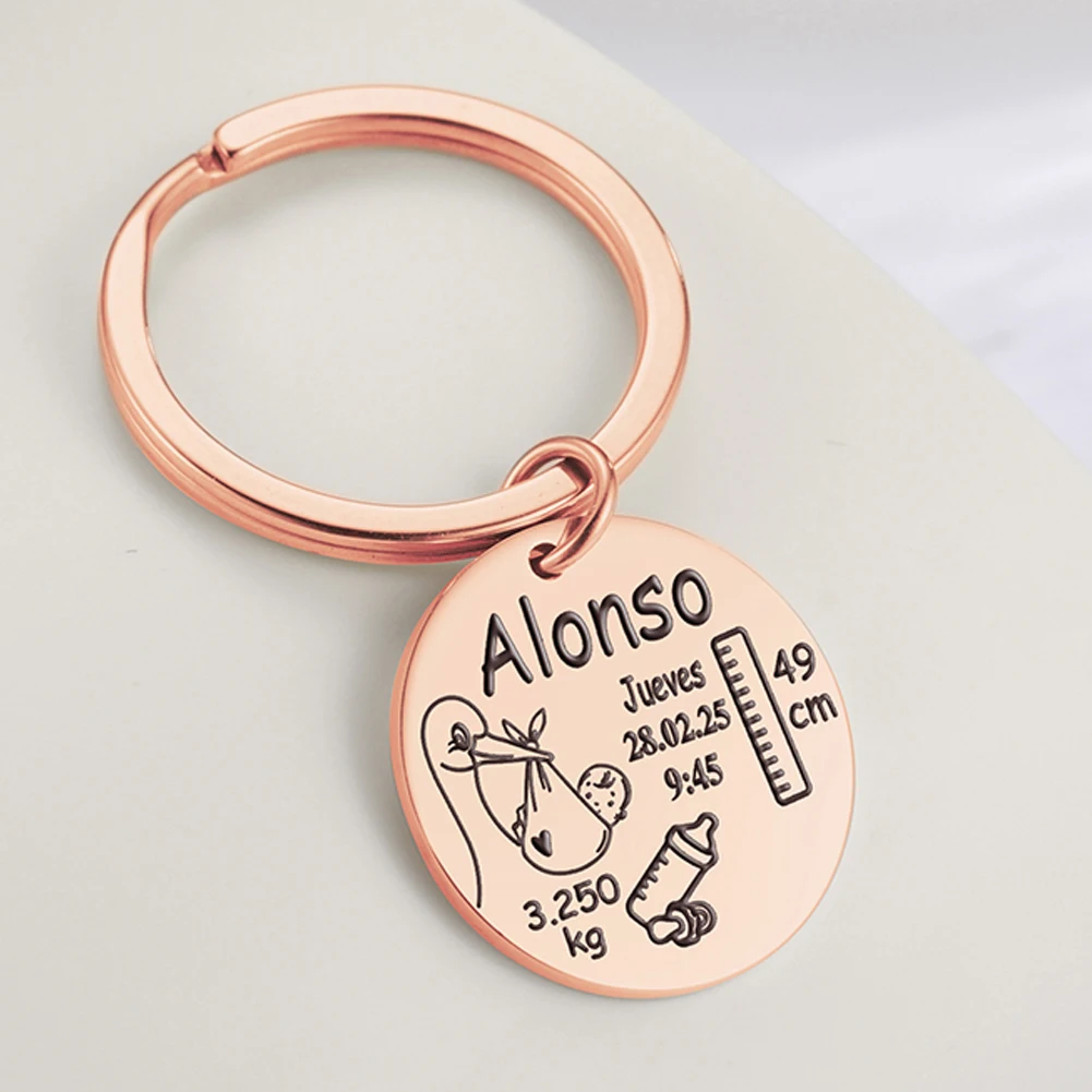 Брелок для ключей персонализированный подарок новорожденных с датой весом