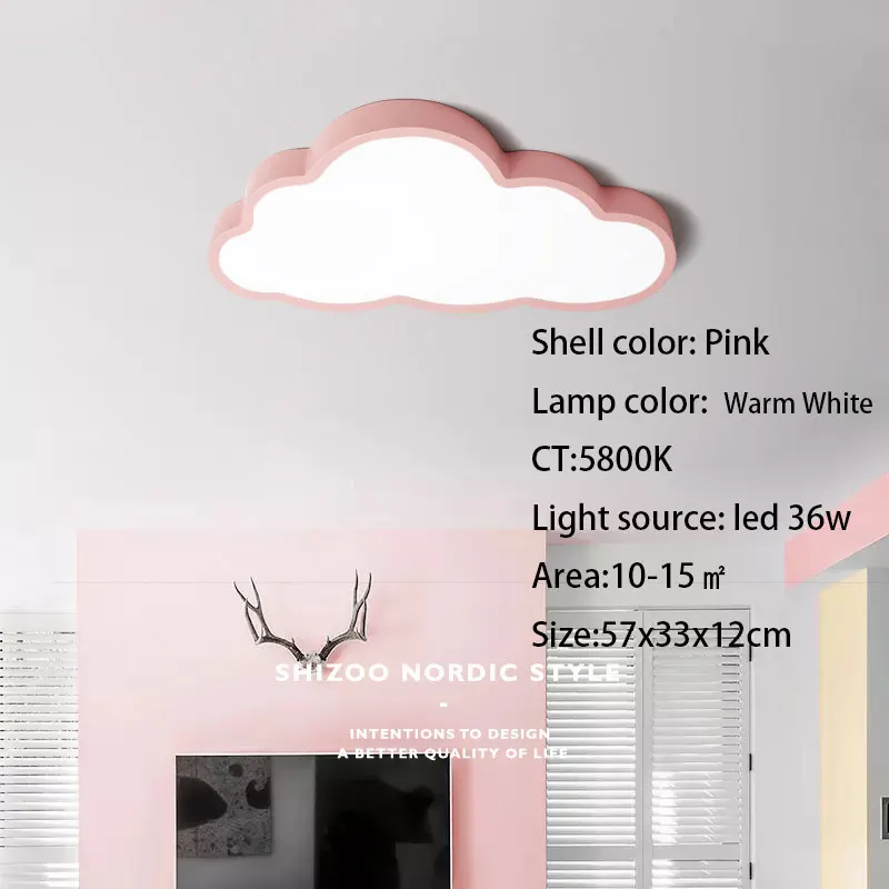 pink shell warm 36 Вт 48 Вт светодиодный потолочный светильник в виде облаков Железный Абажур светильника, потолочный светильник для детей, малышей, детей, спальни, осветительные приборы 50x28 см - Цвет корпуса: pink shell warm