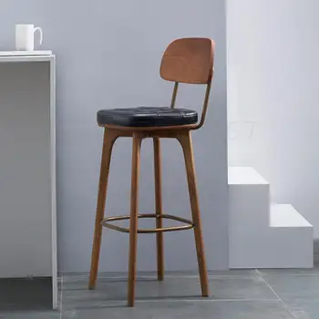 

Nordic Front Desk Creative Bar Chair Stand Solid Wood Simple Modern Backrest Home Restaurant Cashier Stand Bar Chair