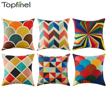 

Topfinel Cushion Cover Geometry Decorative Throw Pillowcases Linen Cover Home Decoration for Sofa Car Chair