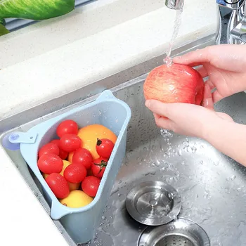 

kitchen triangular sink filter Strainer Drain Vegetable Fruite Drainer Basket Suction Cup Sponge Holder Storage Rack Sink Filter