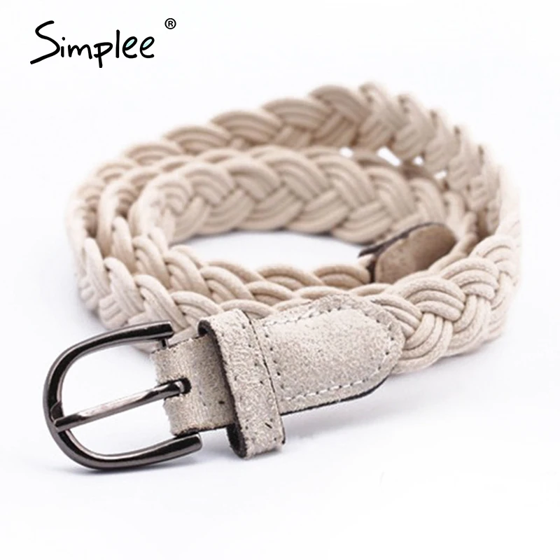 10224-404 Simplee, винтажный витой женский тонкий пояс, вязаный крючком, женский свитер, штаны, пояс, трендовая металлическая пряжка, женский ремень, аксессуары - Цвет: 10224-404