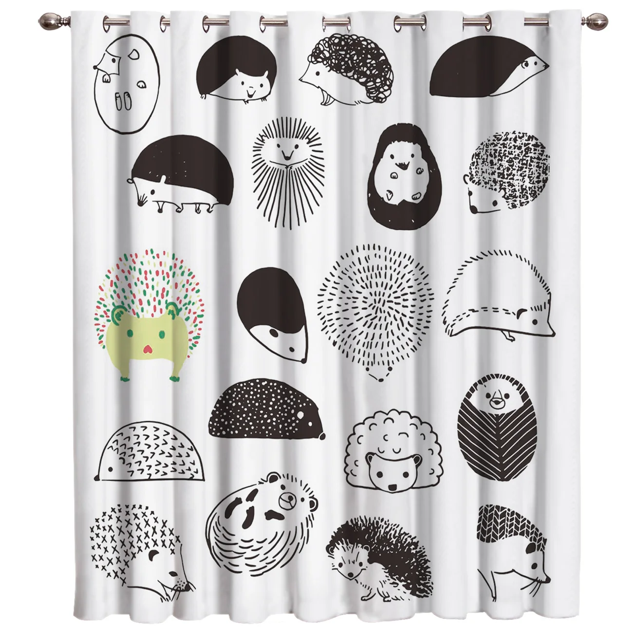 

Hand Drawn Hedgehog Cartoon Animal Window Blinds Bedroom Kitchen Drapes Floral Kids Curtain Panels With Grommets Window Treat