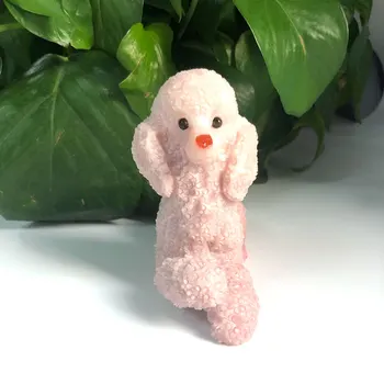 

Free Shipping High Quality Cute Pink Crystal Dog Carving Animal Statue For Wedding Decoration DLT